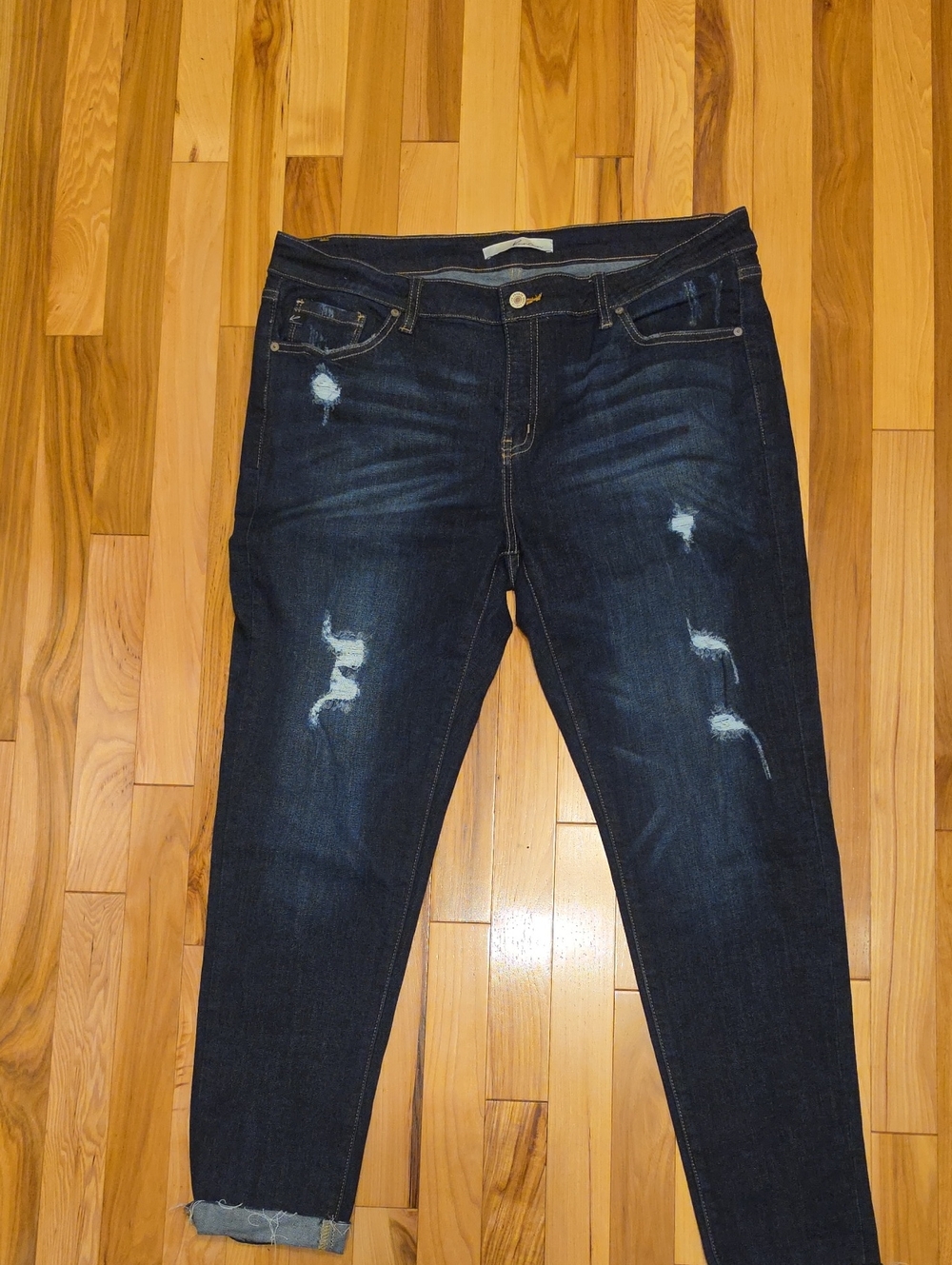 KanCan Dark Blue Distressed Ankle Skinny Jeans